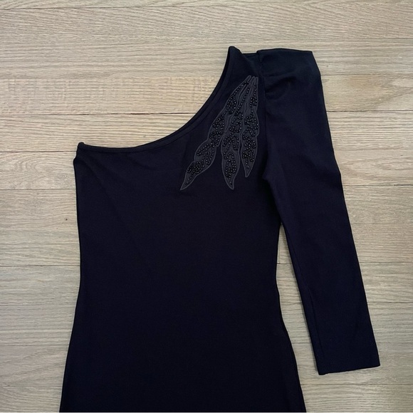 Colcci Women's Black One Shoulder Beaded Cocktail Dress Size Small - Picture 2 of 8